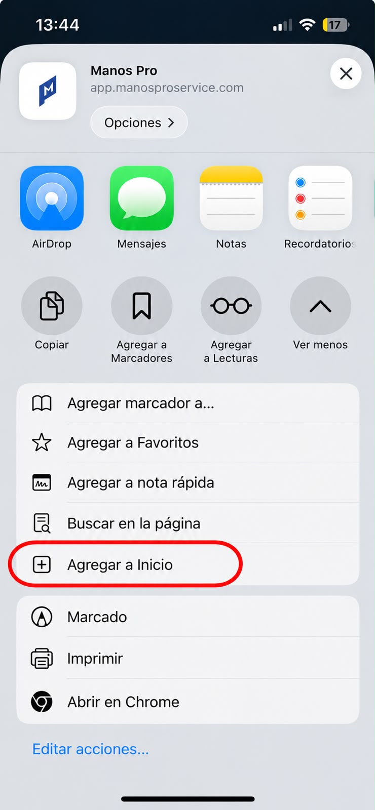 Paso 6 - Agregar a Inicio